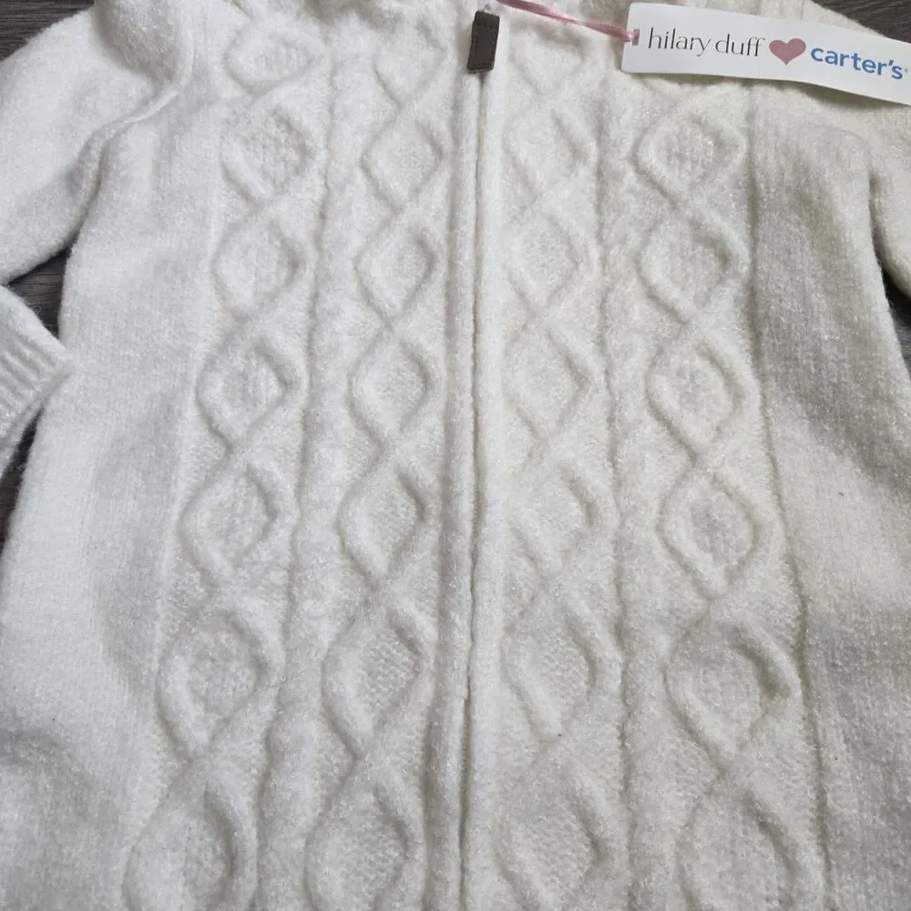 ​Carters Hilary Duff 24M Ivory Cable Knit Hooded Romper Jumpsuit One Piece NWT